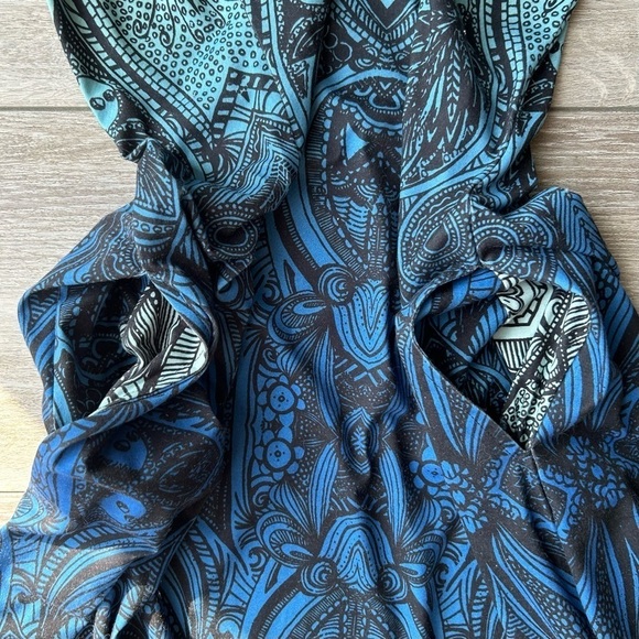 R&B Collection Turquoise Floral Sleeveless Ombre Maxi Dress - Picture 9 of 14